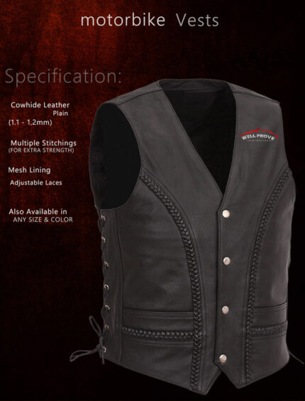 Motorbike Leather Vest Men