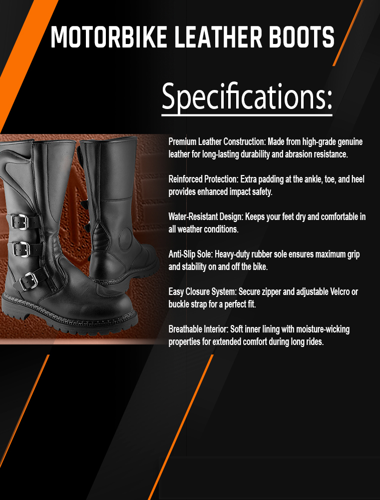 02 Motorbike Leather Boots - Image 1