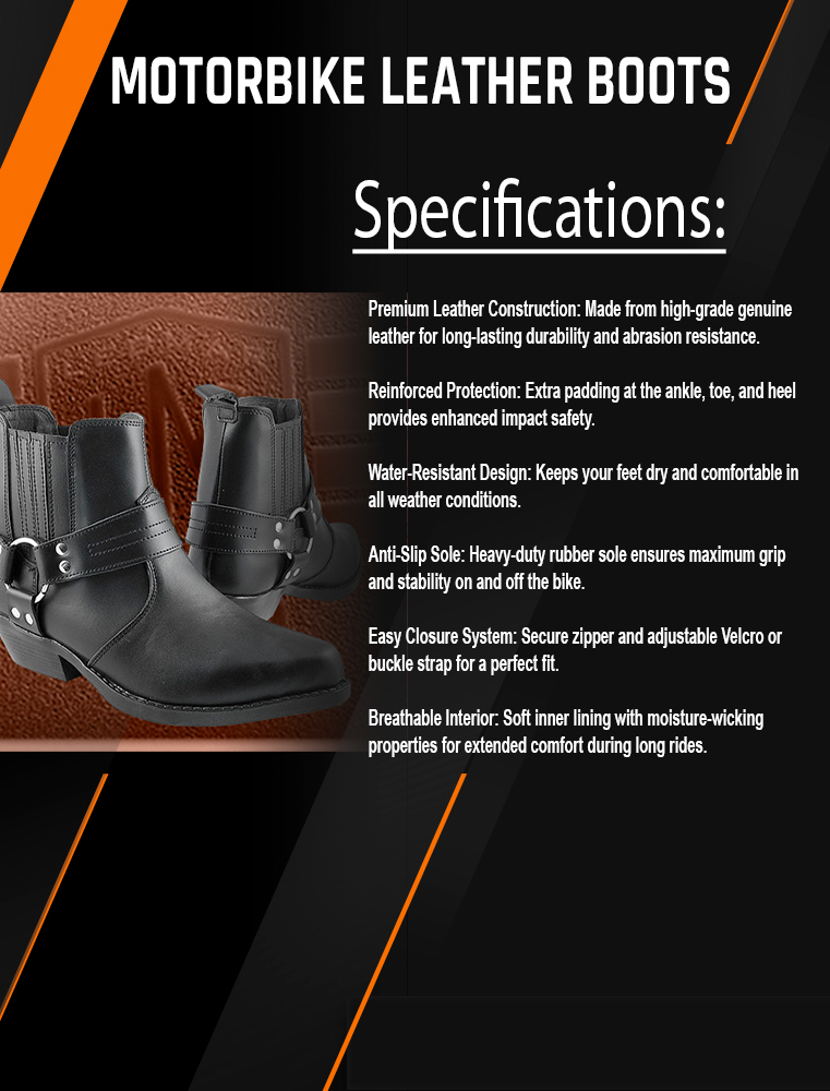 03 Motorbike Leather Boots - Image 1