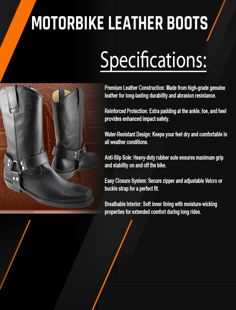 04 Motorbike Leather Boots - Image 1