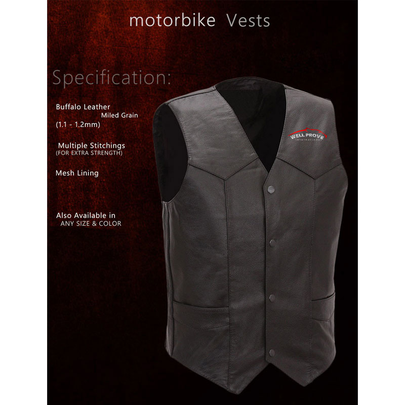 08 Motorbike Leather Vest Men - Image 1