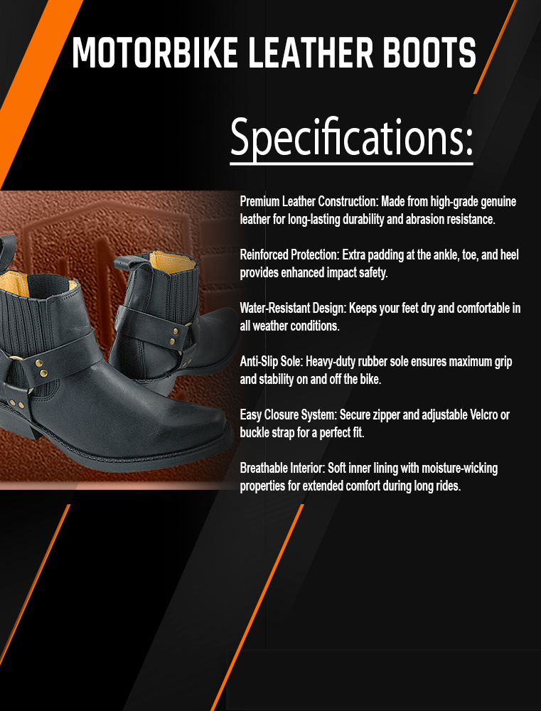 09 Motorbike Leather Boots - Image 1