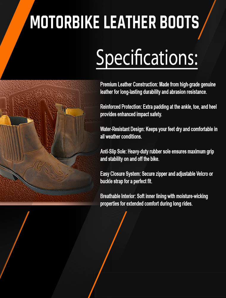 10 Motorbike Leather Boots - Image 1