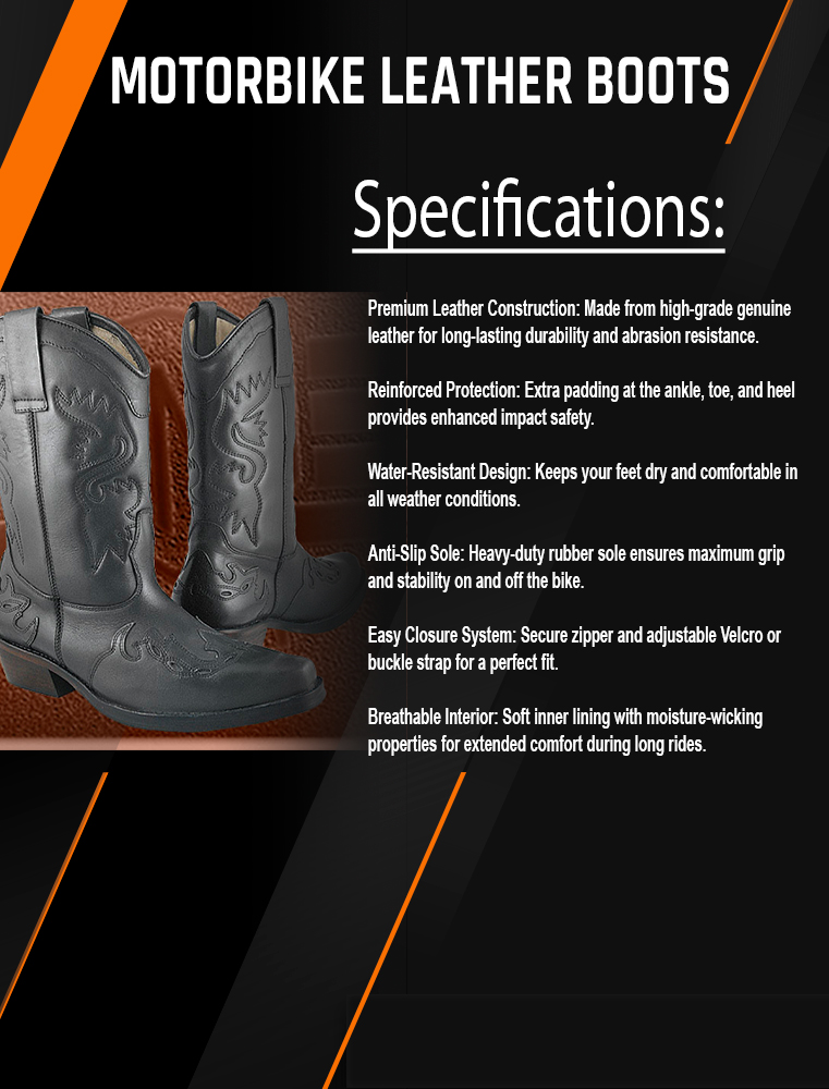 11 Motorbike Leather Boots - Image 1