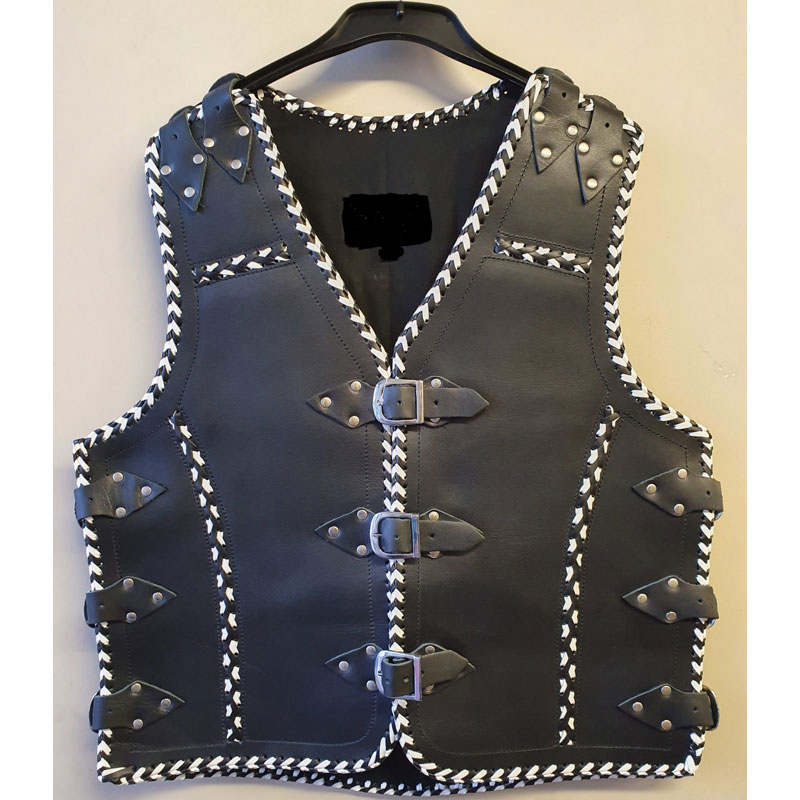 12 Motorbike Leather Vest Men - Image 1