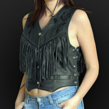 Motorbike Leather Vest Women
